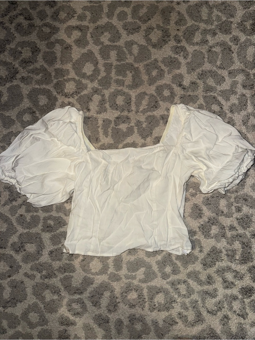 Vince Camuto White Square-Neck Puff-Sleeve Crop Top